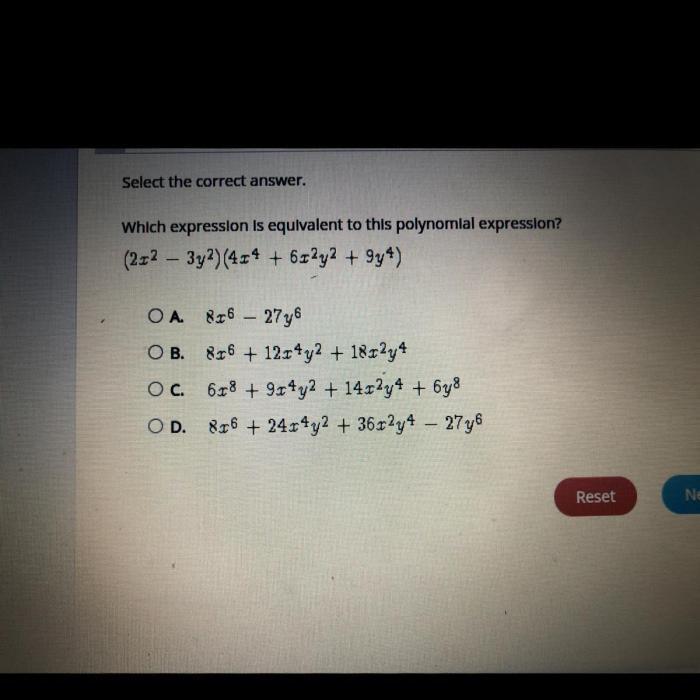 Which expression is equivalent to this polynomial expression