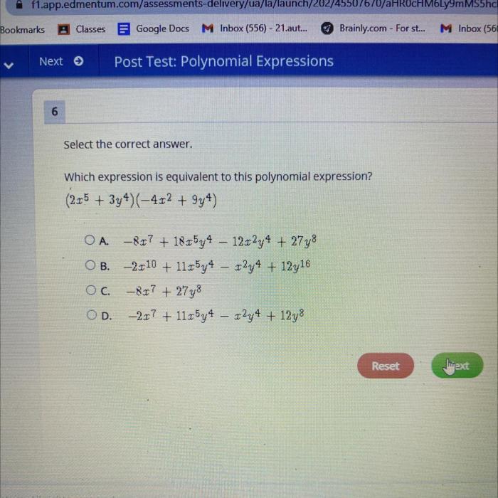 Which expression is equivalent to this polynomial expression